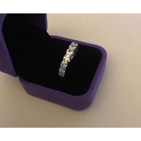 New DIAMONIQUE 6Ct Cushion Cut Sim Diamond Eternity Band Ring Sz 10~925SS - Picture 2 of 5